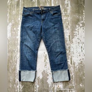 Kut from the Kloth Cameron straight leg cropped capri jean rolled cuff size 12